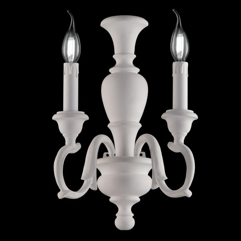 Applique in legno Bianco Shabby due luci 25x h40 cm