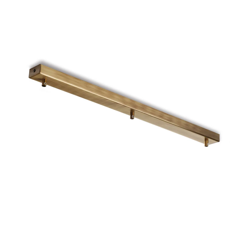 Rosone rettangolare multicavo in ferro bronzato 3 fori H.3 - L.70 x 5