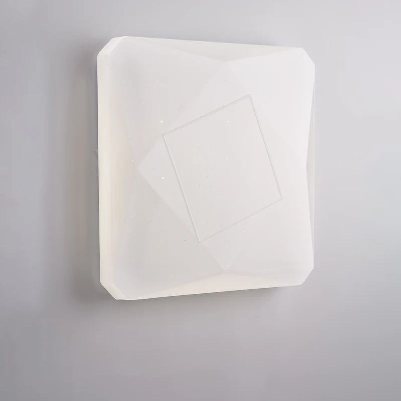 Plafoniera quadrata diametro 50 cm in acrilico bianco con led integratoo CCT + telecomando H.8 - Ø 52