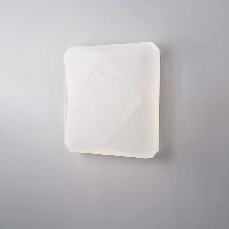 Plafoniera quadrata diametro 40 cm in acrilico bianco con led integratoo CCT + telecomando H.7 - Ø 42