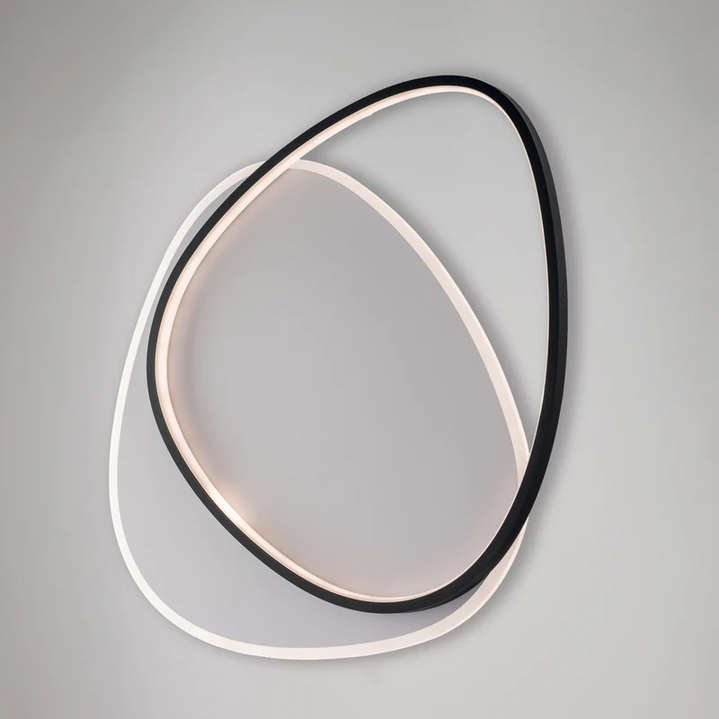 Plafoniera bicolore con LED CCT e telecomando, H.5 x L.55x46 cm