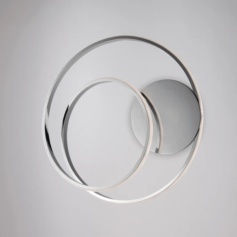 Plafoniera in metallo e alluminio cromo lucido con led integrato H.12 - Ø40