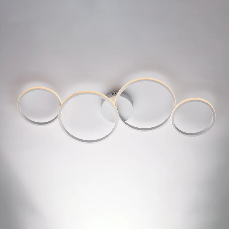 Plafoniera in metallo e alluminio laccato bianco con led integrato CCT + telecomando H.8 - L. 100 X 34