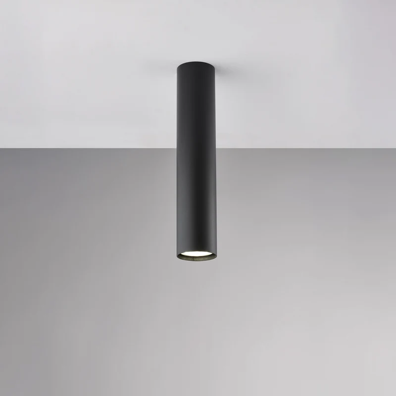 Plafoniera in ferro laccato nero GU10 1 luce H.30 - Ø8