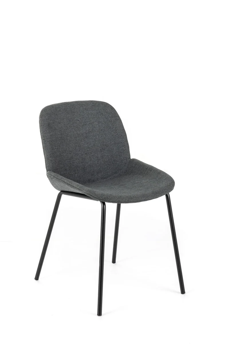 4x Sedia in Tessuto Grigio Scuro con Struttura Nera 57x46xH80 cm