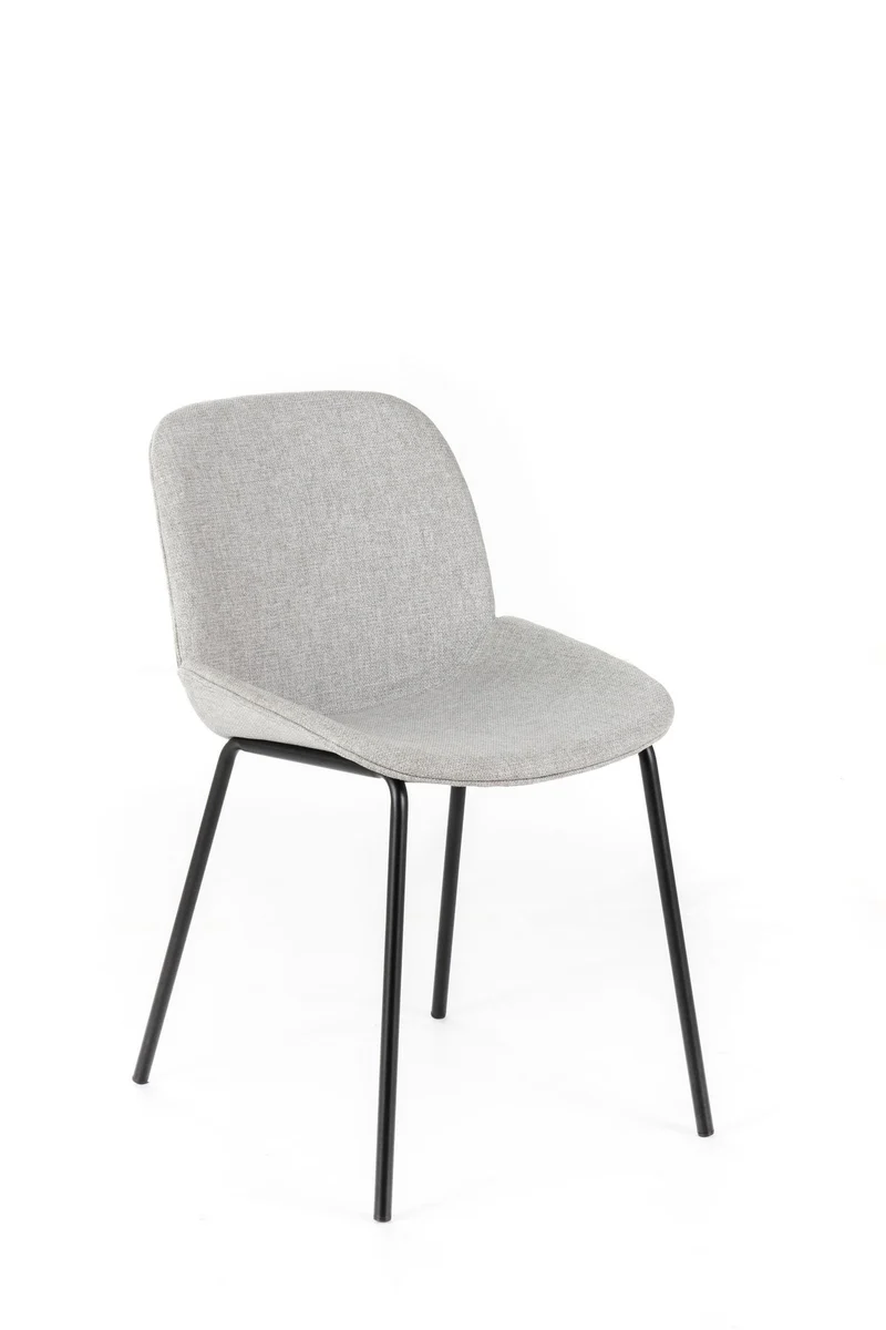 4x Sedia in Tessuto Grigio Chiaro con Gambe in Legno 57x46xH80 cm