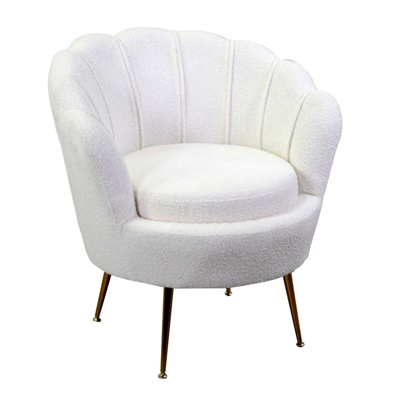 Poltrona tessuto boucle Tulipan crema cm 73x72h49/77