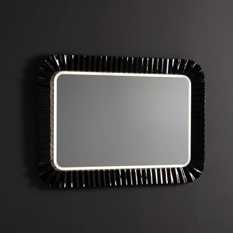Specchio con Cornice in Vetro Nero 94x68 cm
