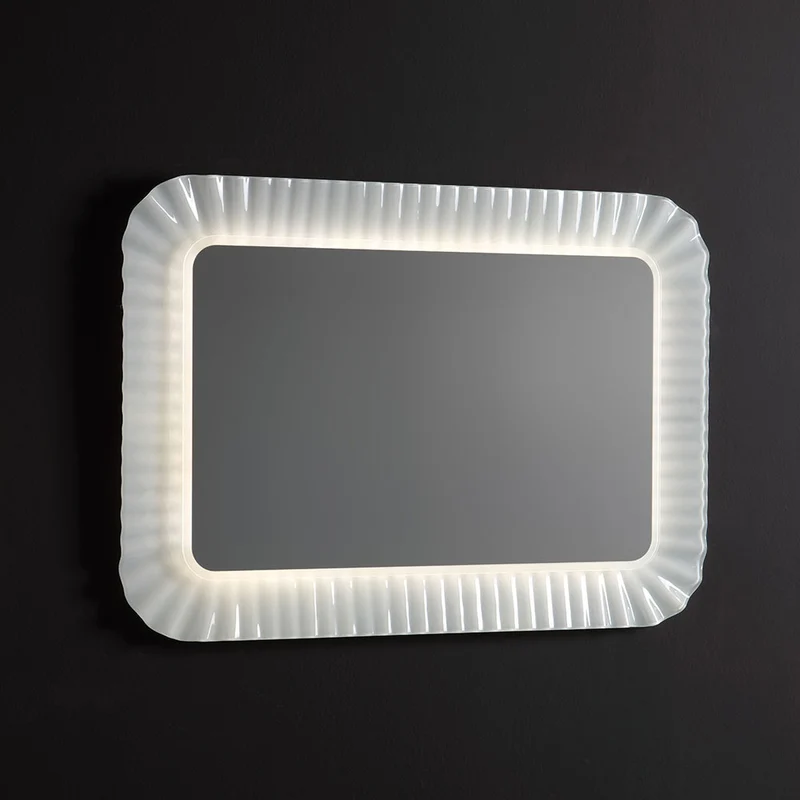 Specchio con Cornice in Vetro Bianco 94x68 cm