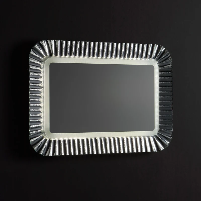 Specchio con Cornice in Vetro Argento 94x68 cm