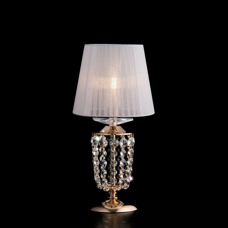 Lumetto in ferro e ottone dorato con paralume 1 luce H.40 - Ø20