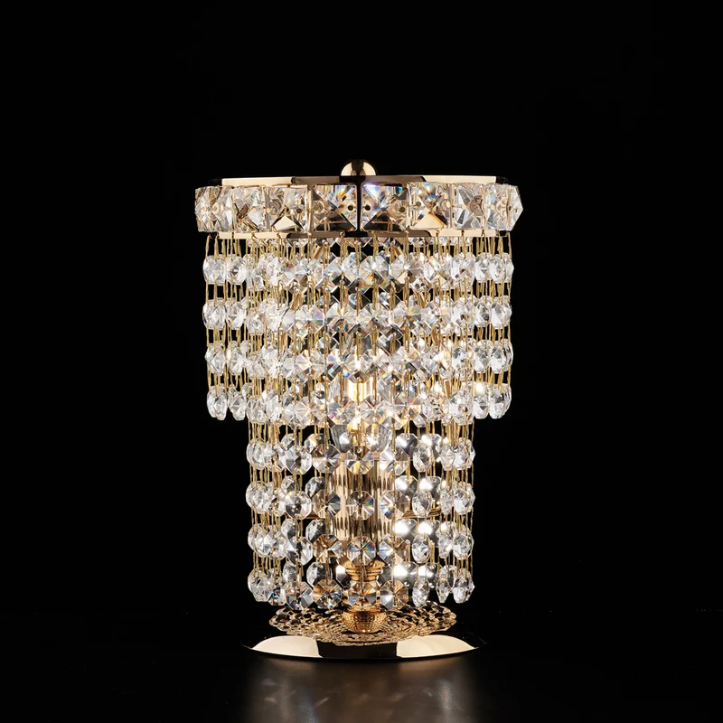 Lumetto in ferro e ottone dorato con strass 1 luce H.24 - Ø16