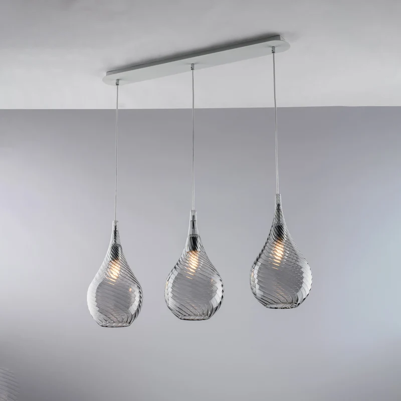 Binario Ferro Vetri Grigio Pyrex 3 Luci 41-141x75x10 cm - M2