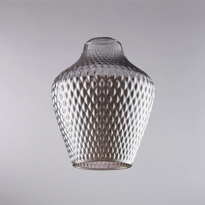 diffusore in vetro soffiato grigio specchiato con decoro in rilievo H.27 - Ø21
