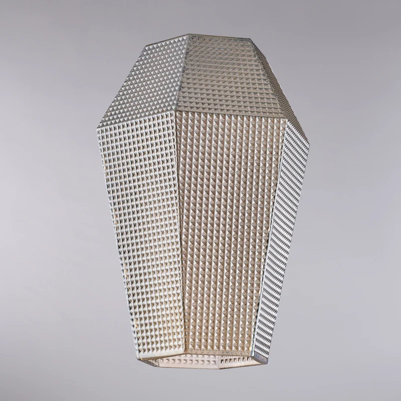 diffusore in vetro soffiato grigio specchiato con decoro in rilievo H.27 - Ø20