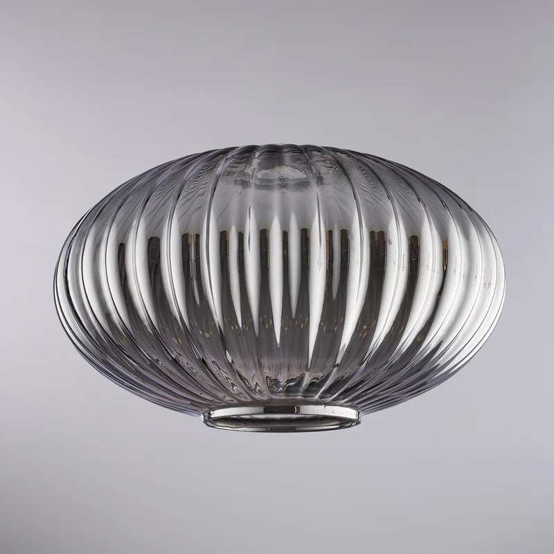 diffusore in vetro soffiato grigio specchiato con decoro rigatura in rilievo H.18 - Ø30