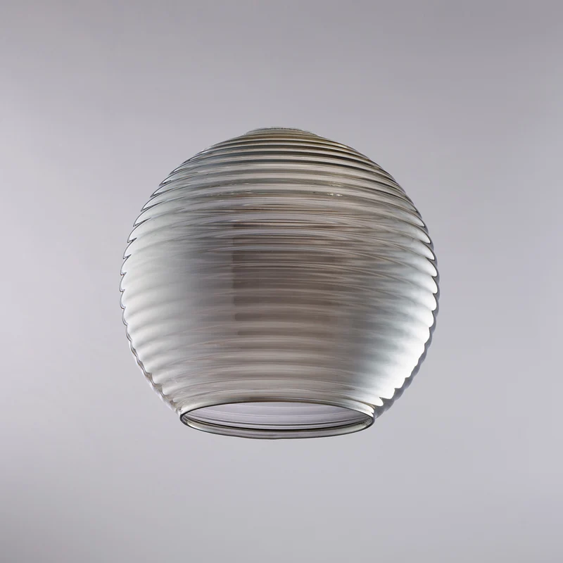 diffusore in vetro soffiato grigio specchiato con rigatura in rilievo H.18 - Ø20