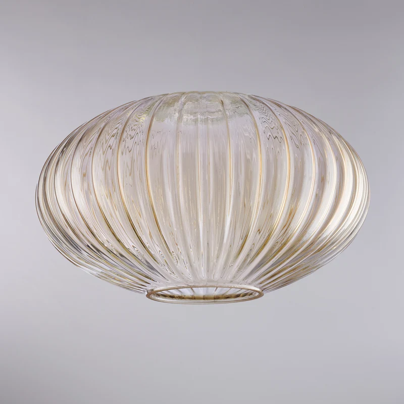 diffusore in vetro soffiato ambra con decoro rigatura in rilievo H.18 - Ø30