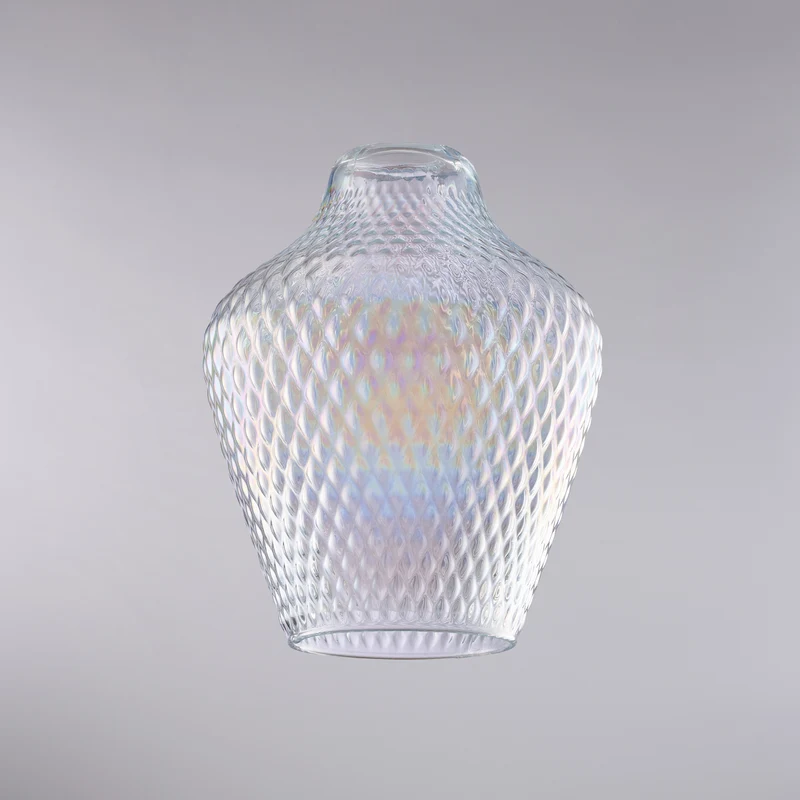 diffusore in vetro soffiato trasparente con decoro in rilievo H.27 - Ø21