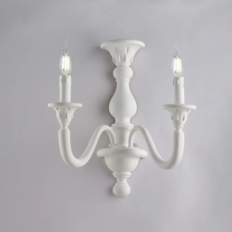 Applique in legno bianco shabby 2 luci H.41 - L.35 - P.21