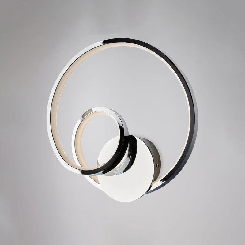 Applique in metallo e alluminio cromo lucido con led integrato H.26 - L.26 - P.8