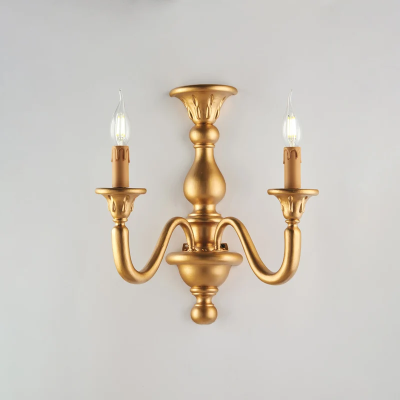 Applique in legno oro antico 2 luci H.41 - L.35 - P.21