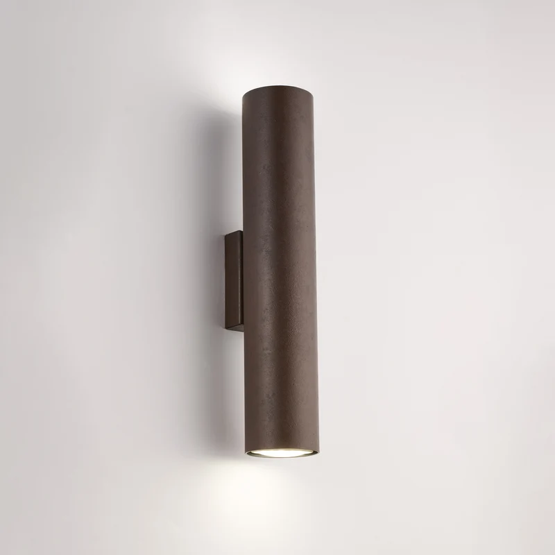 Applique in ferro laccato nero GU10 con decorazione effetto ruggine 2 luci H.30 - L.8 - P.6
