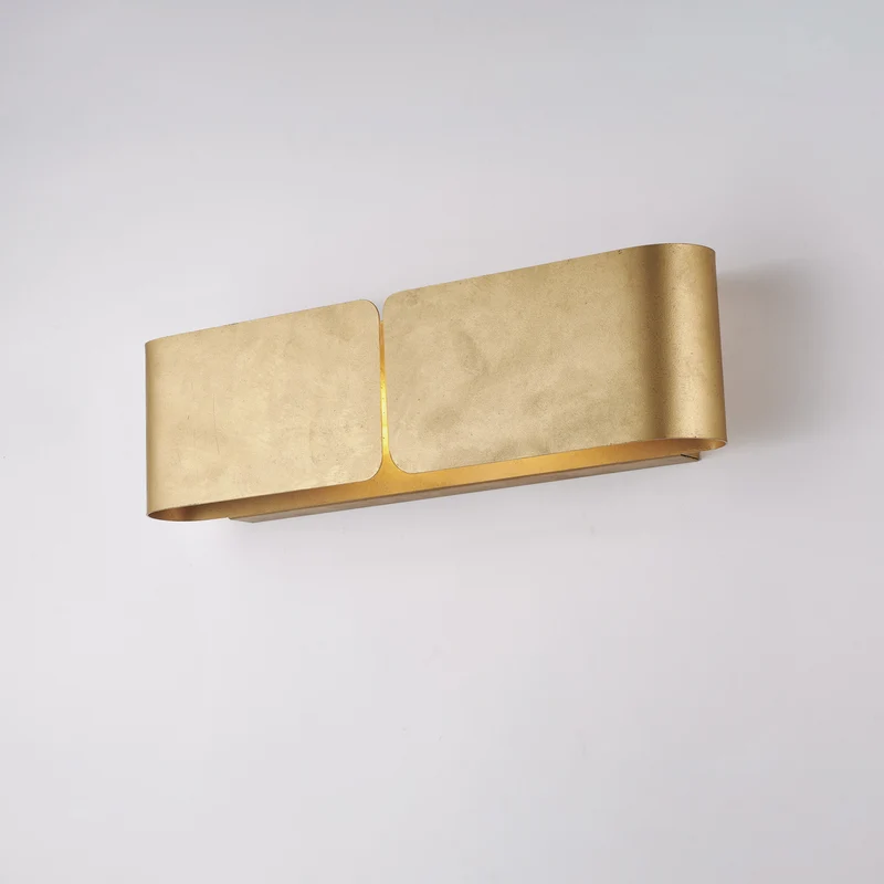 Applique Ferro Laccato Bianco Decor Oro Antico 2 Luci 12x45x10 cm