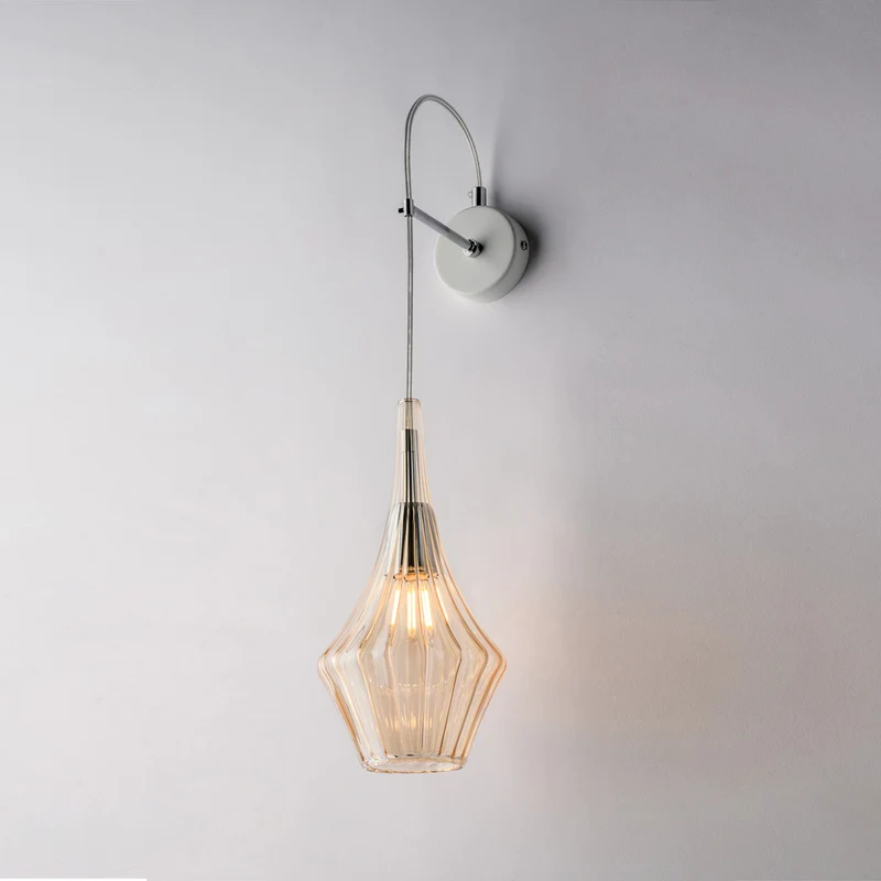 Applique in ferro e vetro ambra Pyrex, 1 luce – Lanterna
