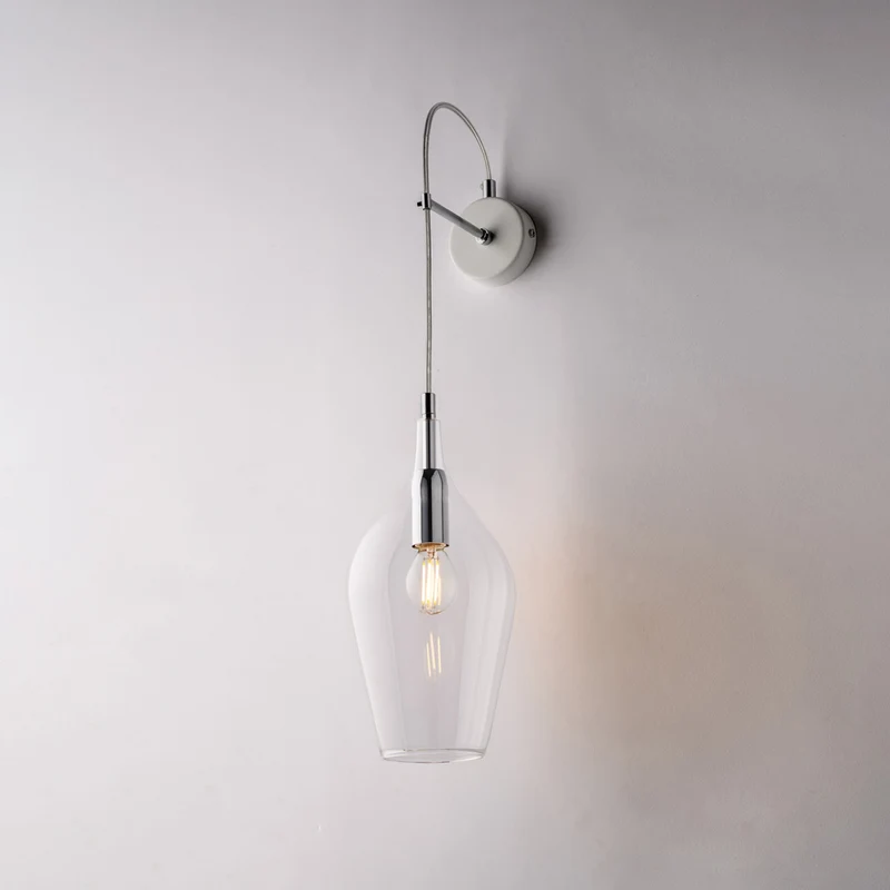 Applique in ferro vetro pyrex liscio, 1 luce, H.60 L.14 P.21