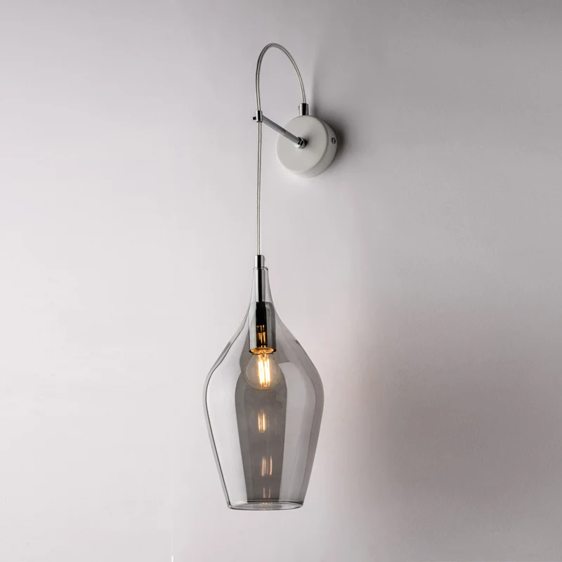 Applique in ferro, vetro grigio Pyrex 1 luce H.60 x L.14 x P.21 - M3