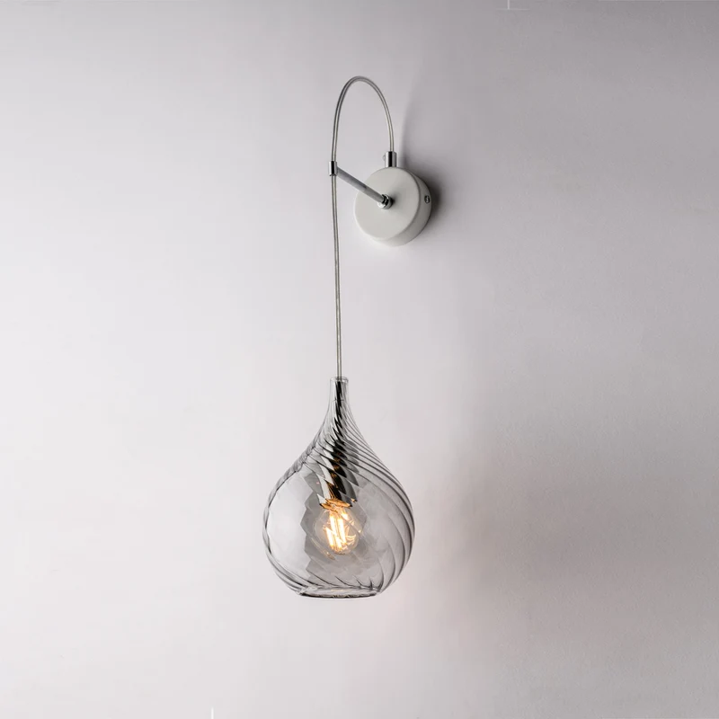 Applique in ferro, vetro grigio Pyrex 1 luce H.60 x L.14 x P.21 - M2