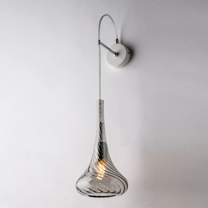 Applique in ferro, vetro grigio Pyrex 1 luce H.60 x L.14 x P.21 - M1