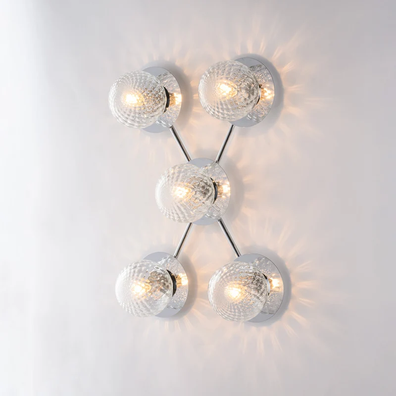 Plafoniera in ferro cromo lucido 5 luci H.17 - L.62 x 42