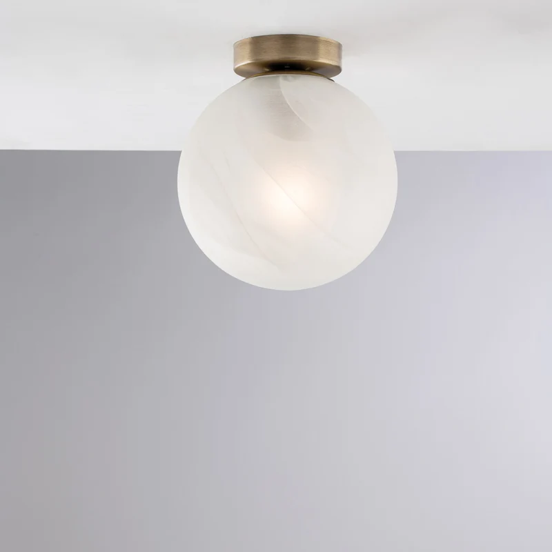 Plafoniera in ferro cromo nero 1 luce con sfera dm.20 H.23 - Ø20