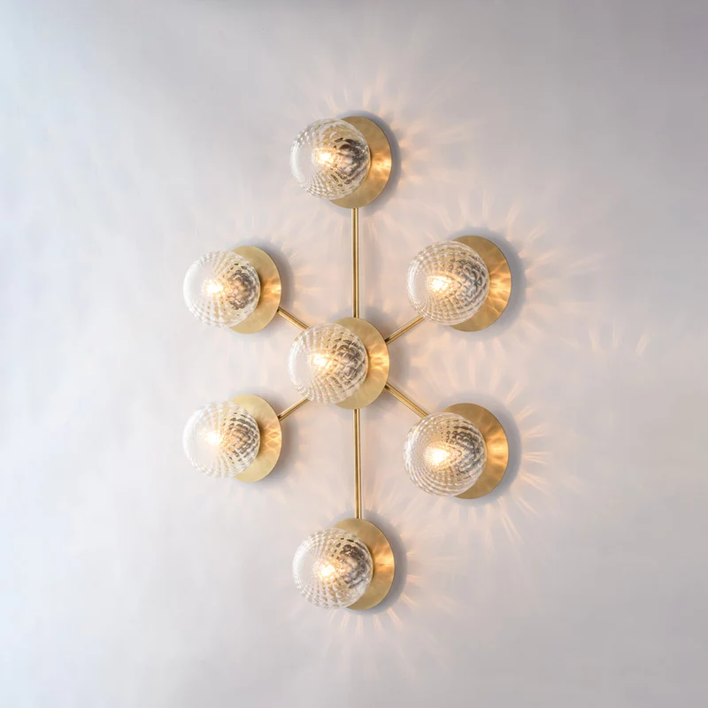 Plafoniera in ferro bronzato spazzolato 7 luci H.17 - L.85 x 62