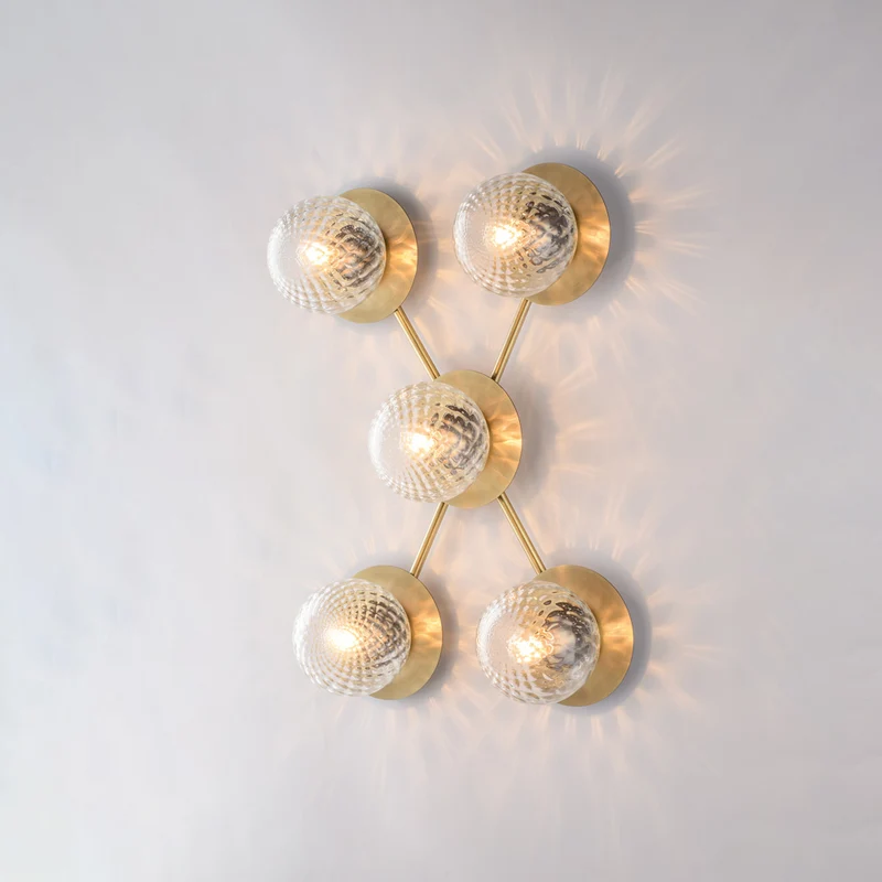 Plafoniera in ferro bronzato spazzolato 5 luci H.17 - L.62 x 42