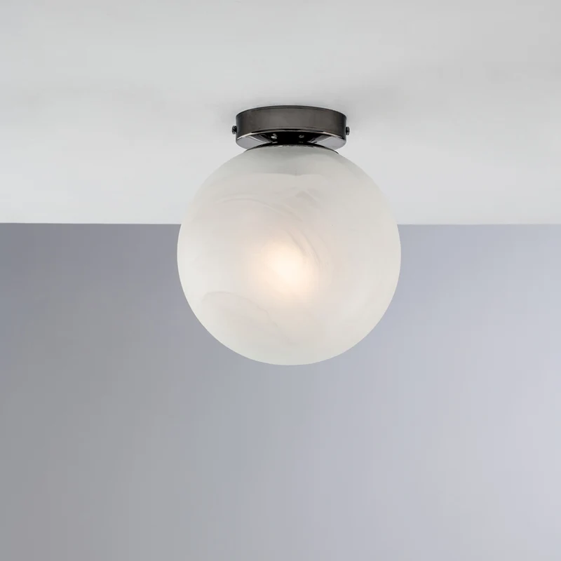 Plafoniera in ferro bronzato 1 luce con sfera dm.20 H.23 - Ø20