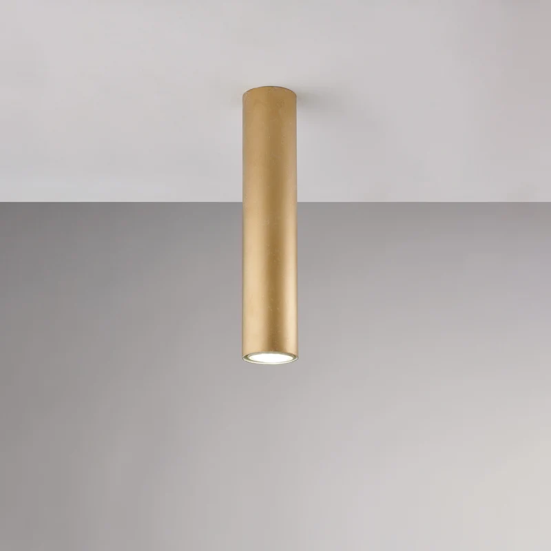 Plafoniera in ferro laccato bianco GU10 con decorazione oro antico 1 luce H.30 - Ø8