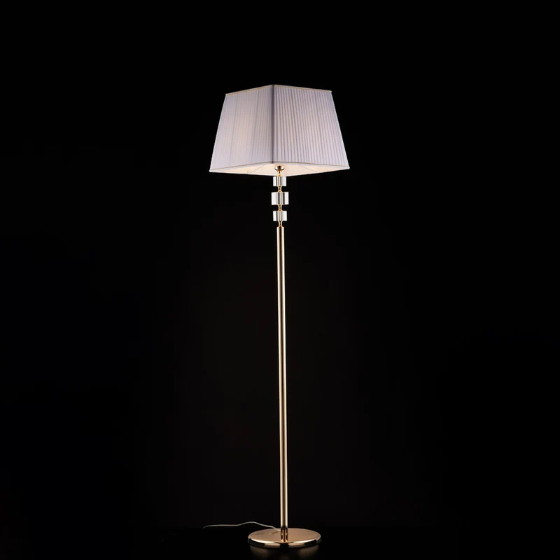 Piantana in oro e cristallo 1 luce con paralume dm.45 H.180 - Ø40