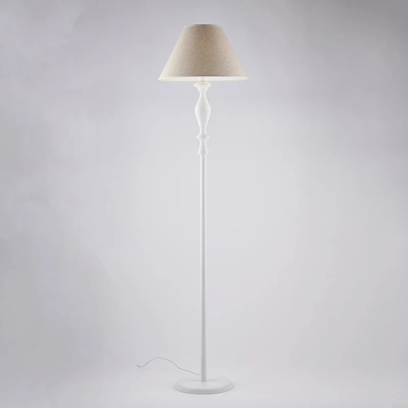 Piantana in legno e ferro bianco 1 luce e paralume d.45 H.183 - Ø45