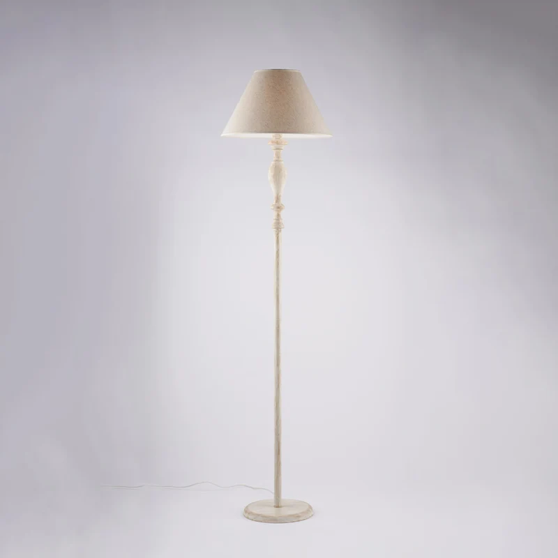Piantana in legno e ferro bianco e tortora 1 luce H.183 - Ø45
