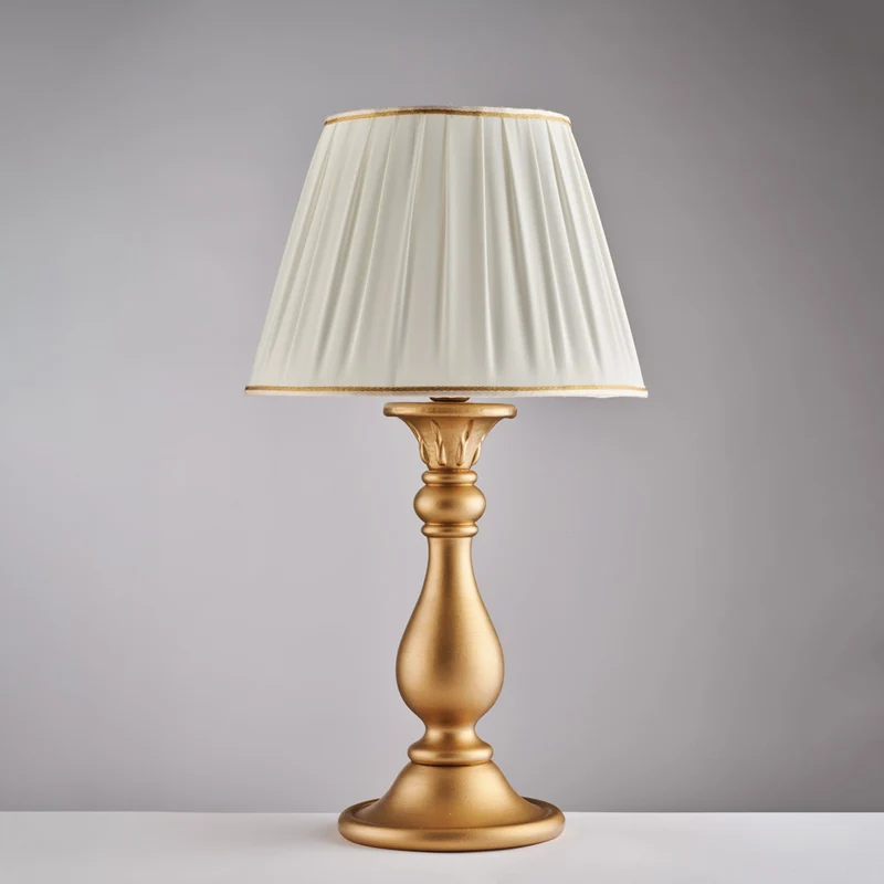 Lume in legno oro antico 1 luce con paralume dm.35 H.60 - Ø35