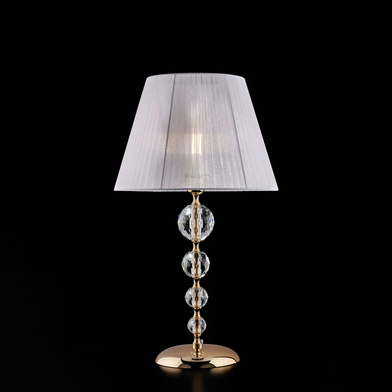 Lume in ferro dorato e cristallo 1 luce con paralume H.61 - Ø35