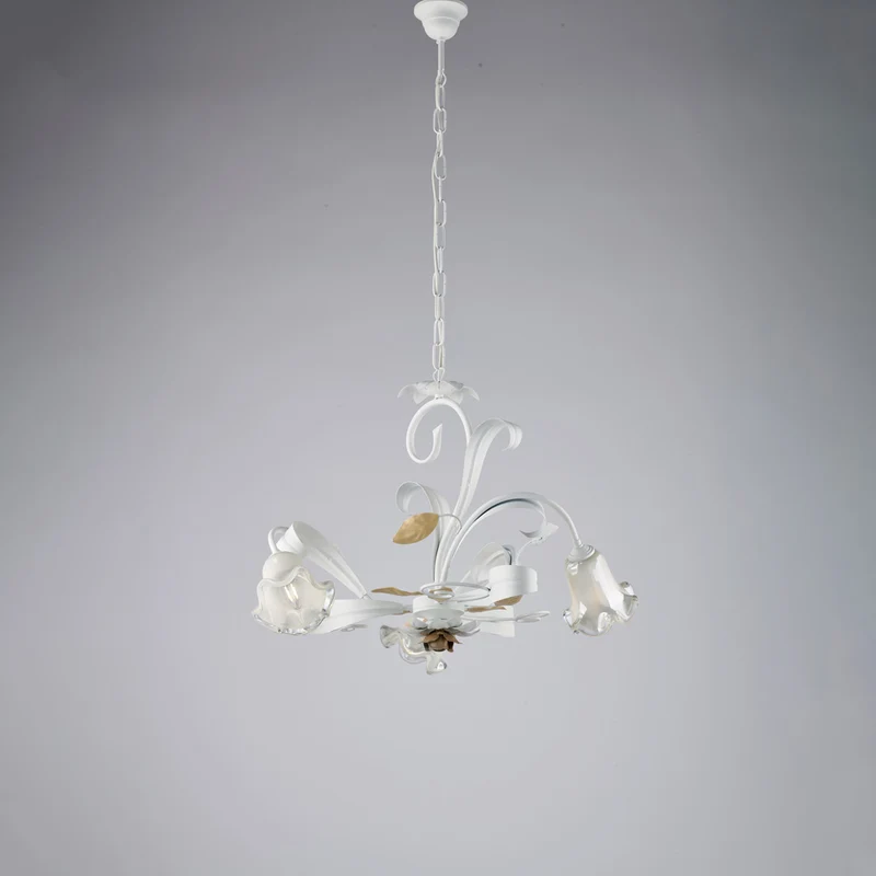 Lampadario in ferro laccato bianco shabby 3 luci H.44 - MAX 104 - Ø59