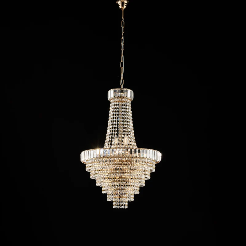 Lampadario in ferro e ottone dorato con strass 8 luci H.79 - MAX 129 - Ø51