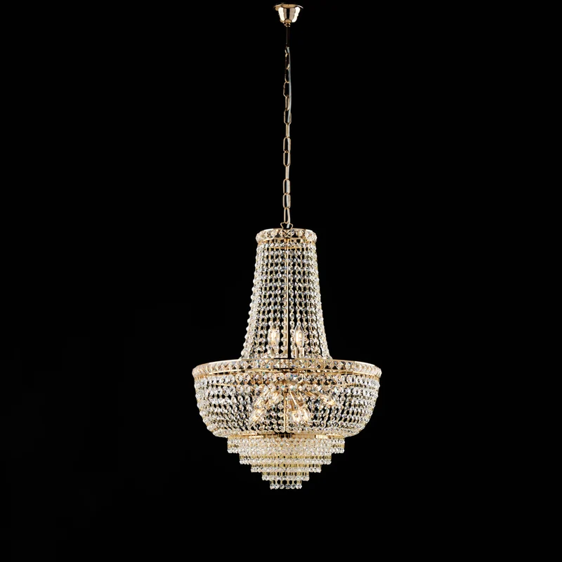 Lampadario in ferro e ottone dorato con strass 8 luci H.73 - MAX 133 - Ø52