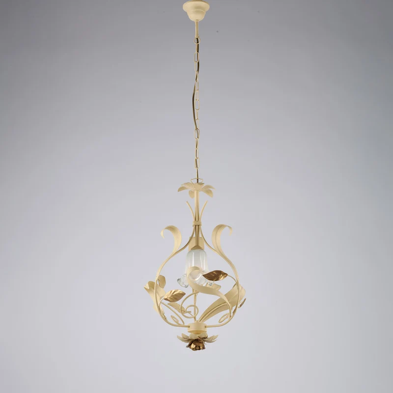 Lampadario in ferro laccato avorio decape 1 luce H.52 - MAX 112 - Ø33