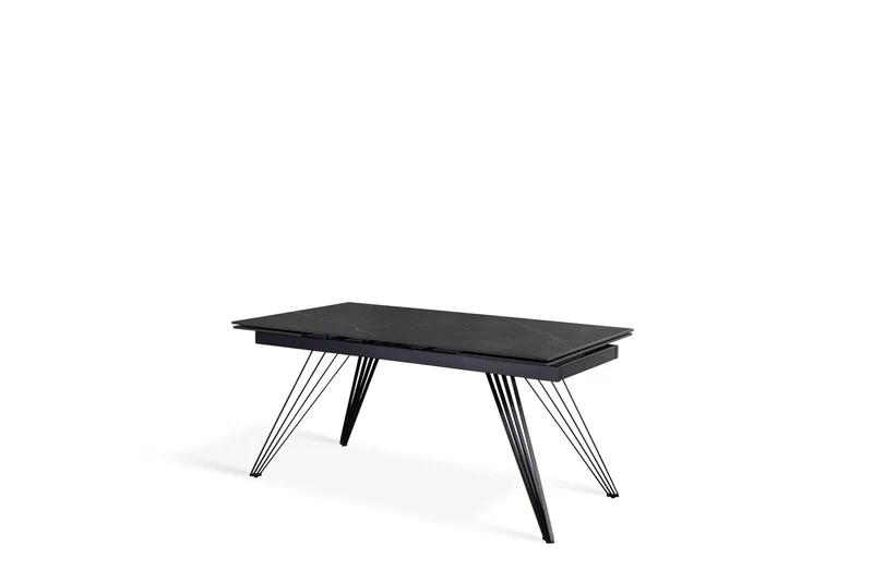 Tavolo Allungabile Nero Opaco con Gambe a V, 90x160-240x76 cm