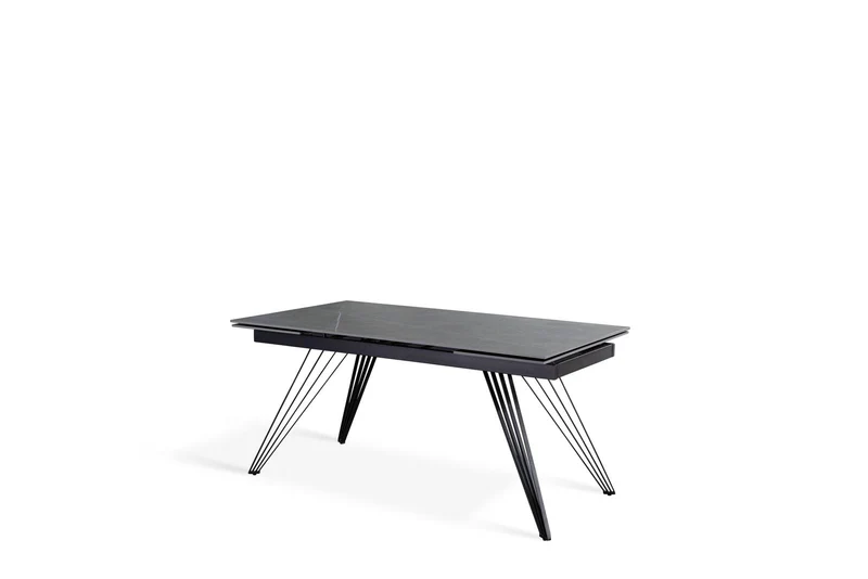 Tavolo Allungabile Grigio-Negro Opaco con Gambe a V, 90x160-240x76